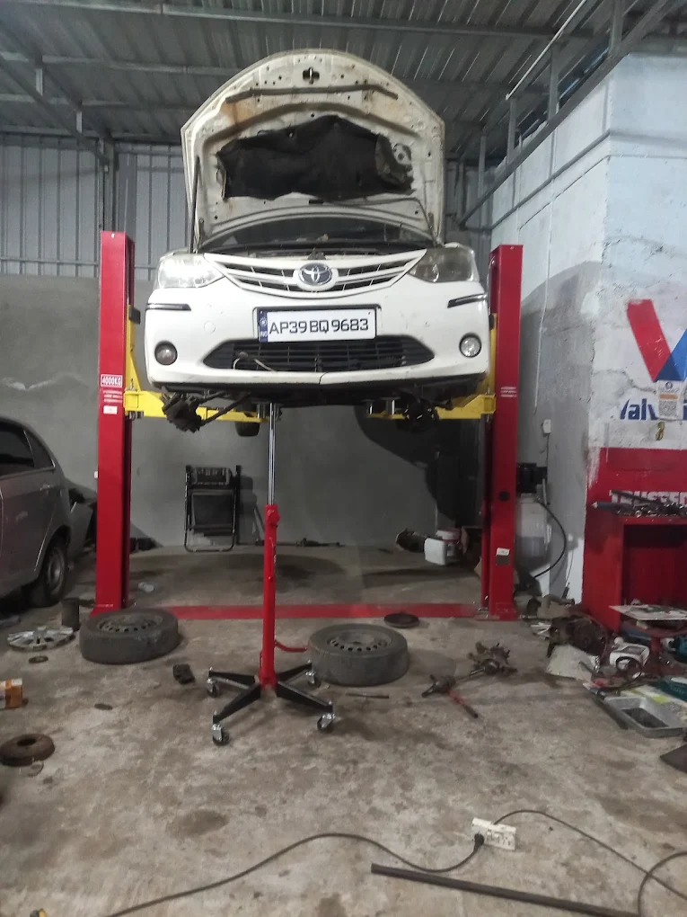 Car on the two-post lift