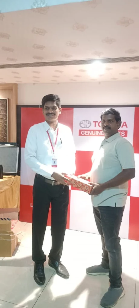 B. Ajay Kumar being recognised at a Toyota Genuine Parts event